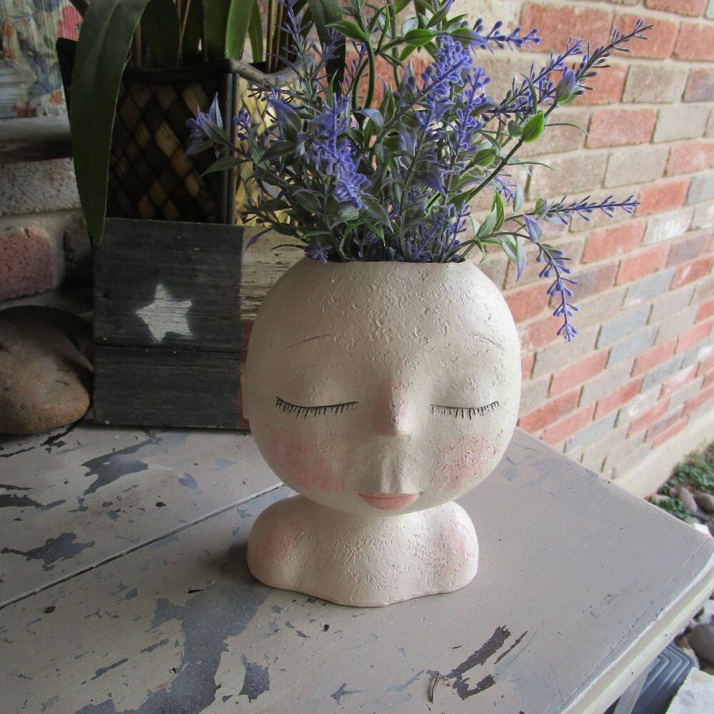 Head of a Lady Indoor/Outdoor Resin Planter - Plants Look Like Hair,